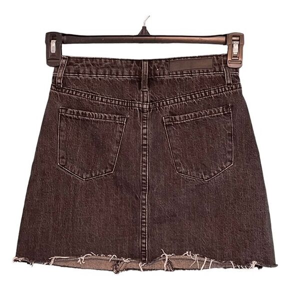 BP x Claudia Sulewski Collab Jean Skirt Black Distressed Raw Hem Mini Denim 24 - Picture 3 of 5